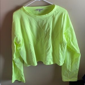 Neon green crop top sweatshirt cool cool